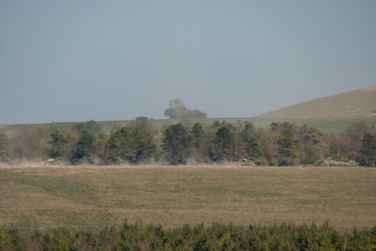 carrier tank on a dusty road