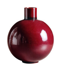 PNG Elegant red ceramic round vase.