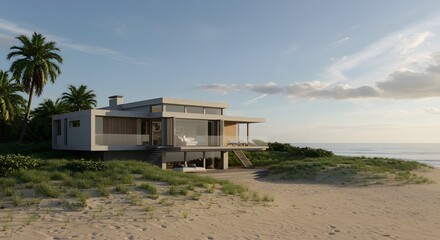 Modern beach house with stunning ocean views offers peaceful relaxation getaway