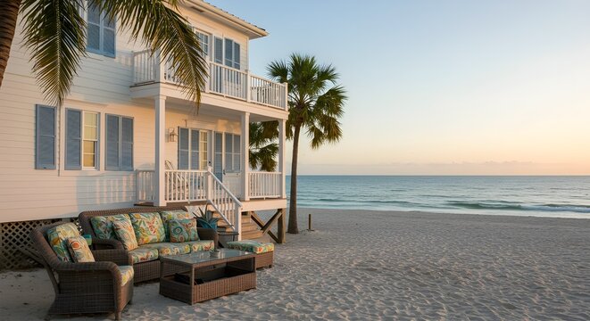 Luxury beachfront vacation home rental offers stunning ocean views and relaxation