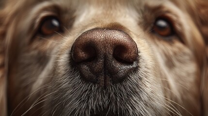   A close-up of a dog's nose, tilted to the side of the camera