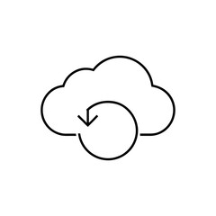 Cloud download icon in simple line style on transparent background