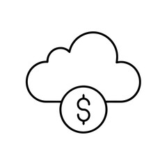 Cloud with dollar currency symbol graphic on transparent background