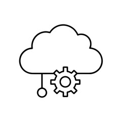 Cloud computing with gear outline concept on transparent background
