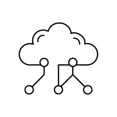 Cloud computing network connection design on transparent background