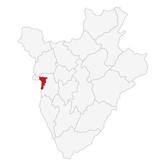 Burundi map with Gitega city. Map of Burundi with capital city Gitega.