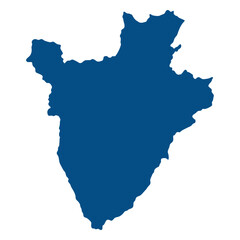 Burundi map. Map of Burundi in blue color
