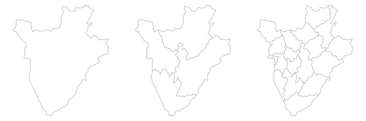 Burundi map set. Map of Burundi in set with white color