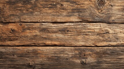 Naklejka premium Old wooden planks display rich textures and patterns created by natural aging. The warm hues highlight the grain and knots evoking a sense of rustic charm and authenticity.