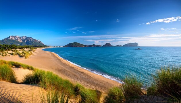 Beautiful Dunes And Beachand View To The Mediterranean Sea And The Illes Medes Lrestartit Pals Begur Catalonia Costa Brava Spain