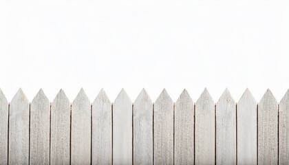 Fototapeta premium White Wooden Fence Isolated On White Background With Copy Space