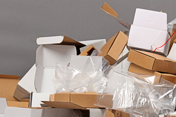 Cardboard boxes in which electronic modules were packed after installation in the electrical panel. 
