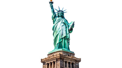 Obraz premium Statue of Liberty, copper patina landmark, cutout, PNG, isolated on white or transparent background, AI