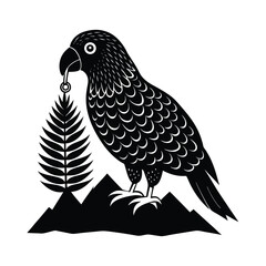 Fototapeta premium Intelligent Kea Parrot From New Zealand Chest Up Vector Illustration