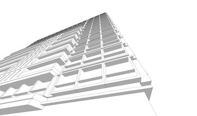 Modern building architectural 3d illustration