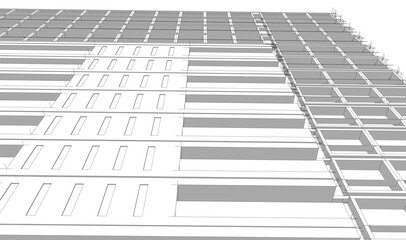 Modern building architectural 3d illustration