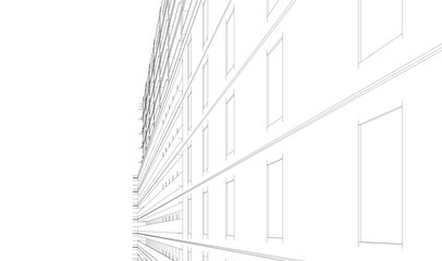 Modern building architectural 3d illustration