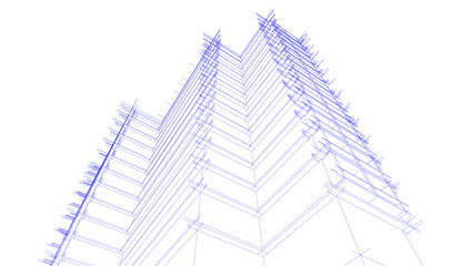 Modern building architectural 3d illustration