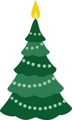 Vector Illustration of Christmas tree shaped candle.
Holiday home decoration clipart  isolated.
Transparent background.
