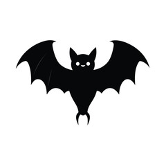 Black silhouette vampire bat wings spread vector art illustration