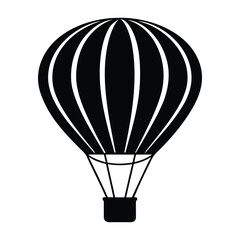 Vector icon of hot air balloon, Silhouette and flat design style isolated on white background.
