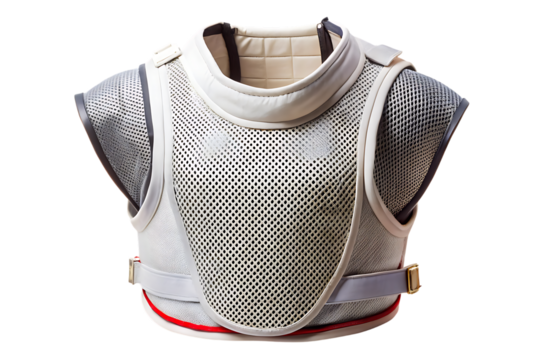 White Fencing Chest Protector, detailed, cutout, PNG, isolated on white or transparent background, AI
