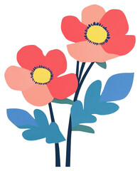 PNG Papercut chinese flowers colors art illustration.