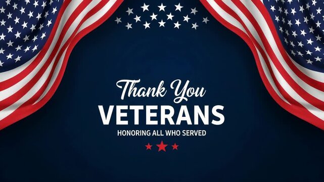 Thank you veterans honoring all who served with american flags - Powered by Adobe