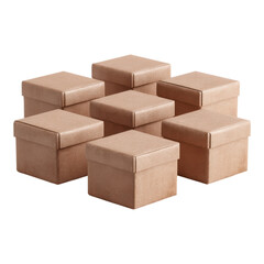 Brown Textured Gift Boxes Stacked in a Creative Arrangement