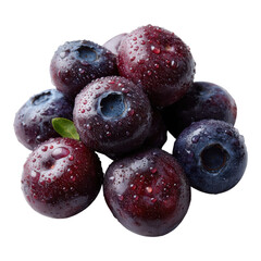 Fresh and Juicy Blueberries with Water Droplets on White Background