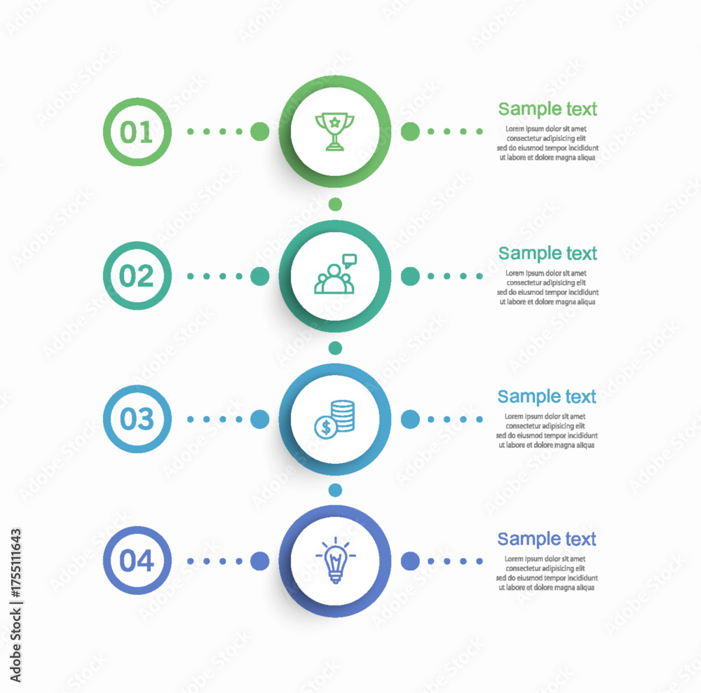 Wall mural infographic template with 4 options or steps. can be used for workflow layout, diagram, annual repor