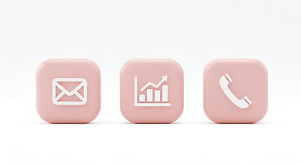 Pastel Pink App Icons With Envelope, Chart, and Phone Symbols
