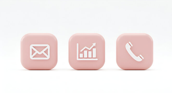 Pastel Pink App Icons With Envelope, Chart, and Phone Symbols - Powered by Adobe