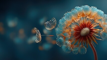   Dandelion close-up with butterfly flying by - onlookers observing