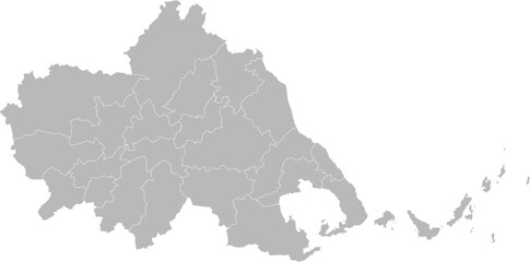 Thessaly, Greece – administrative vector map with municipality boundaries (Web Mercator projection, PPT-compatible & fully editable)