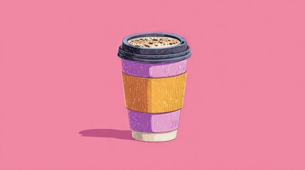   Pink Background - Shadowed Coffee Cup