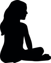 a girl sitting body silhouette vector