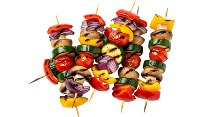 Grilled vegetables skewers. isolated on transparent background