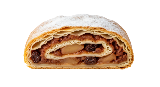 Apple strudel dessert. isolated on transparent background