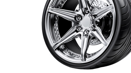 Obraz premium Shiny Chrome Wheel on Transparent Background