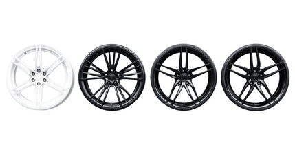 Fototapeta premium Stylish Car Wheels on Transparent Background
