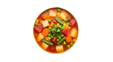 Vegetable soup in a bowl. isolated on transparent background