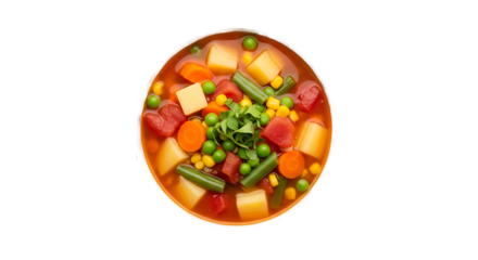 Vegetable soup in a bowl. isolated on transparent background
