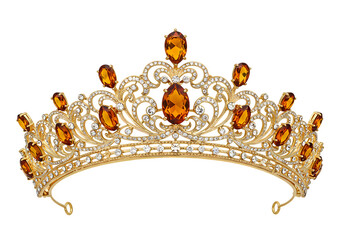 Elegant Gold Crown with Brown Gems and Intricate Design