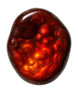 Fire agate with vibrant red and orange iridescent layers.