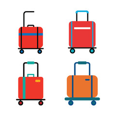 Set of travel suitcase and trolley bag vector collection, Travel bag and trolley suitcase vector bundle, isolated on white background.