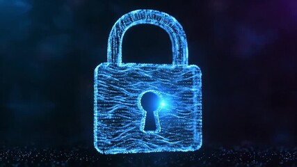 Dynamic digital padlock animation glows with security, perfect for technology, finance, and cybersecurity projects that demand a strong, secure message - Powered by Adobe