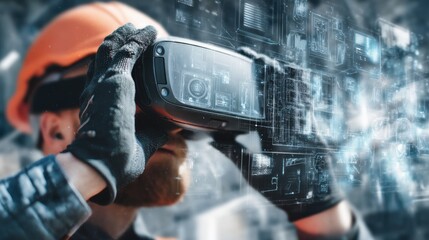 Virtual reality experience construction site technology demonstration urban environment close-up view innovation in industry