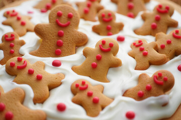 Festive Holiday Cookies Shaped Like People with Smiling Faces