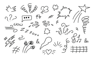 creative doodle sketch art, hand drawn cute icon set, abstract sketch collection